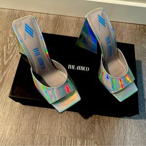 The ATTICO Iridescent Devon Flare Heel Mules NWT